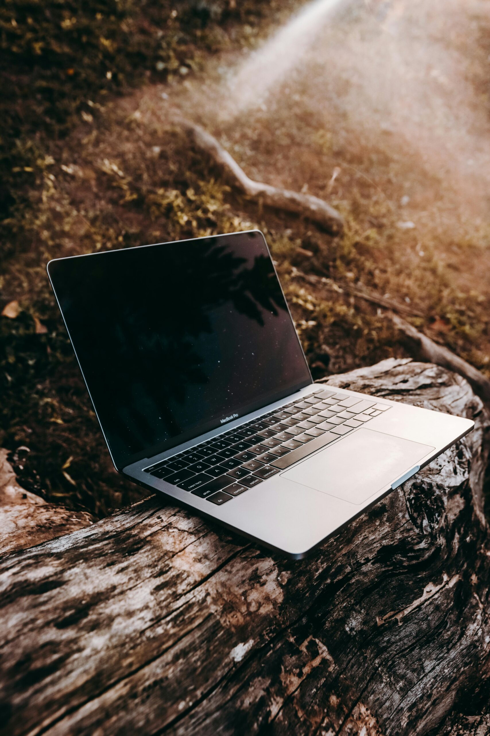 Laptop buiten in de zon
